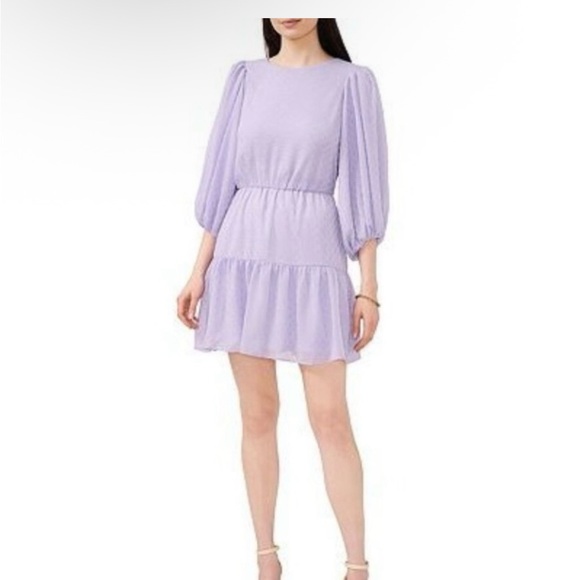 Chic Lavender Puff Sleeve Mini Dress - Picture 1 of 6